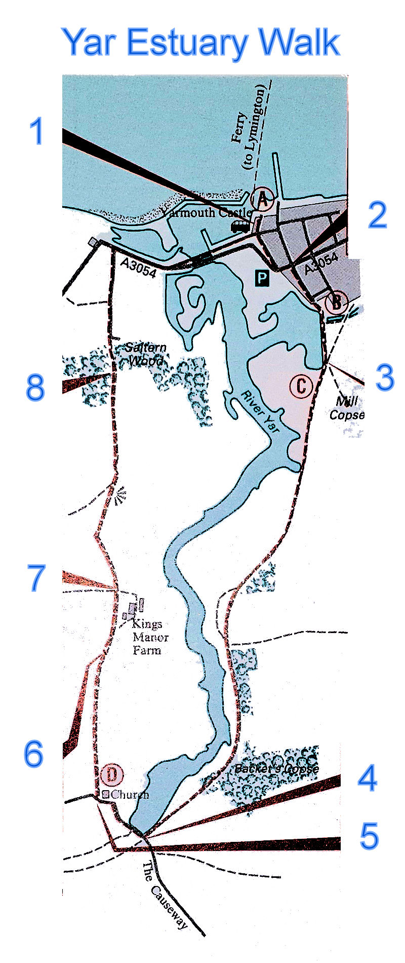 Map of the Yar Estuary Walk route